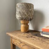 50s wood and straw lamp