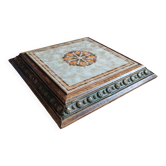 Old Italian Ceramic Trivet and Wooden Frame