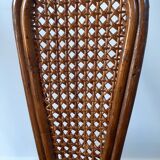 Set of 4 rattan / bamboo chairs and canning with cushions 50-60s