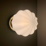 Vintage globe wall / ceiling light in white opaline
