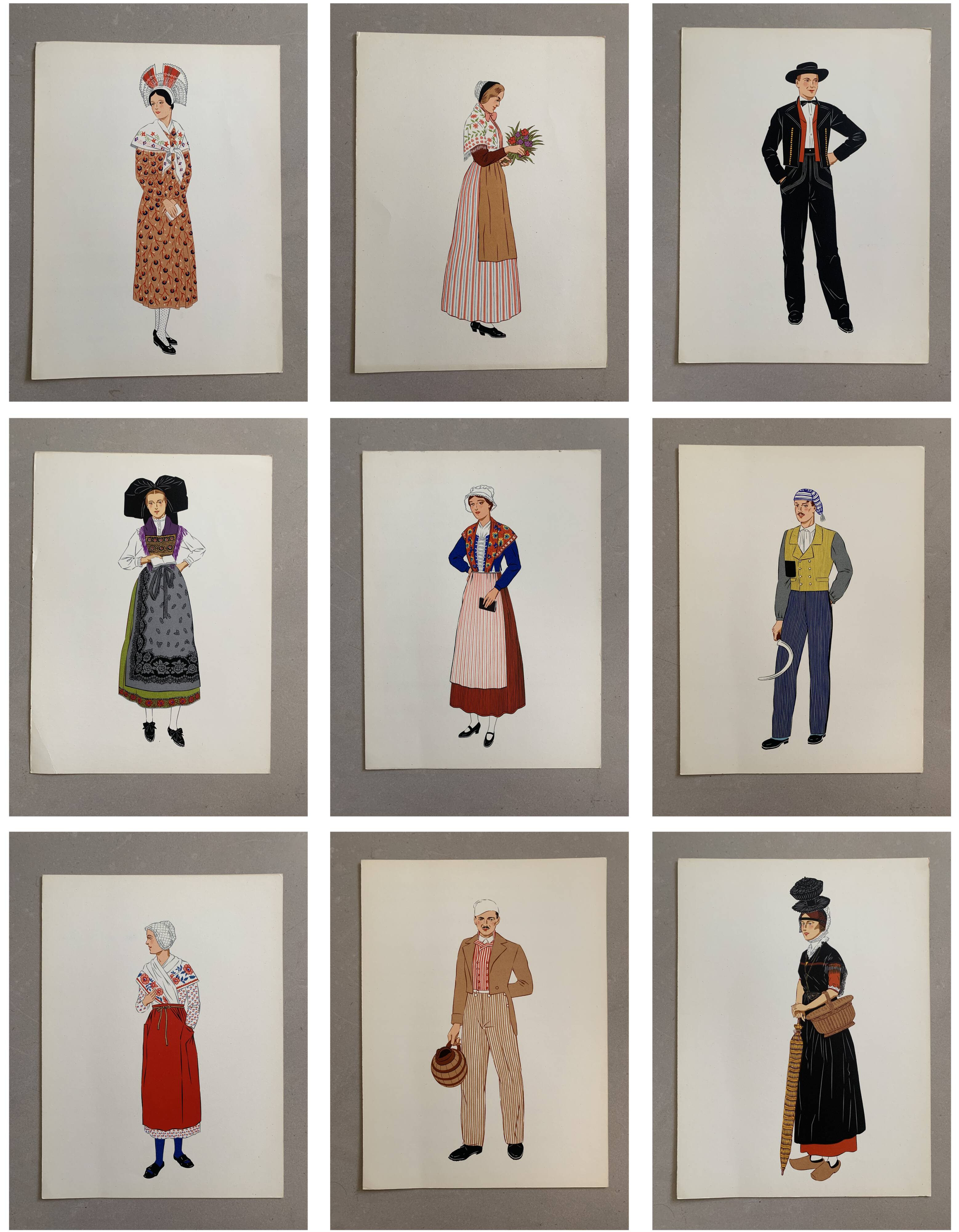 Lithograph national costumes - the Alsatian