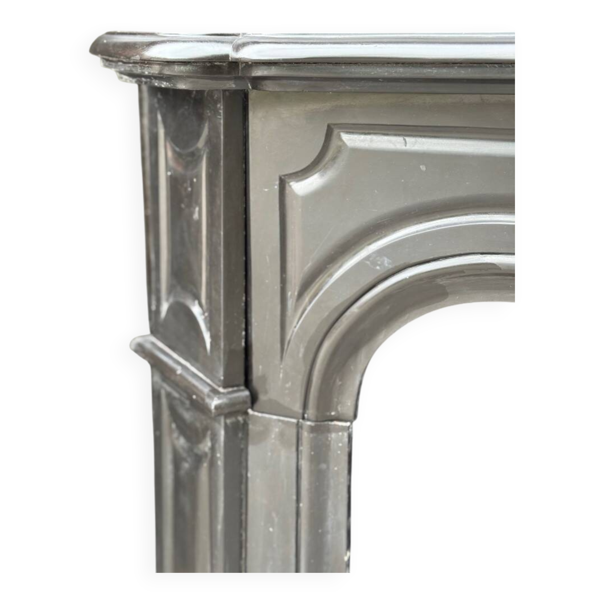 Louis XV style fireplace in black Belgian marble, circa 1880