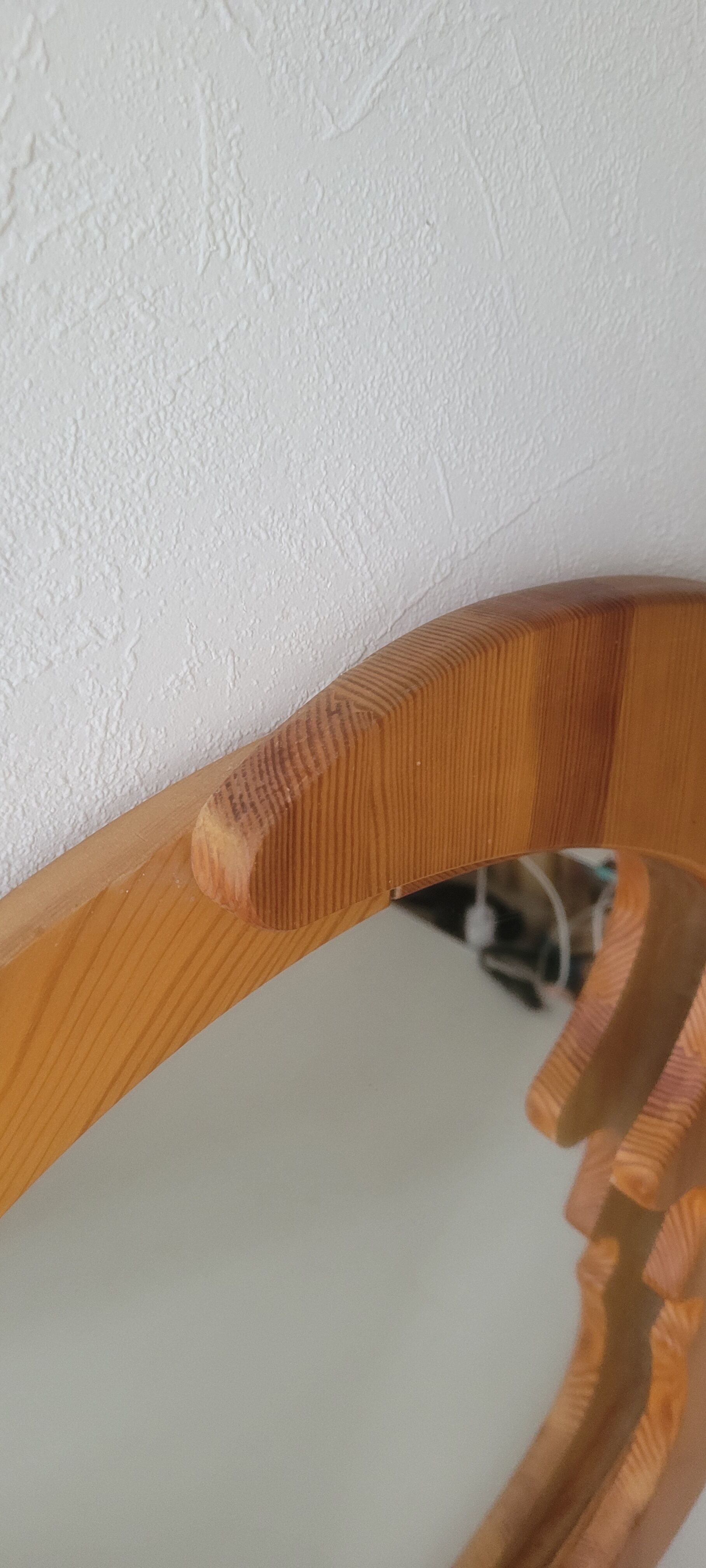 Miroir rond en pin forme lune