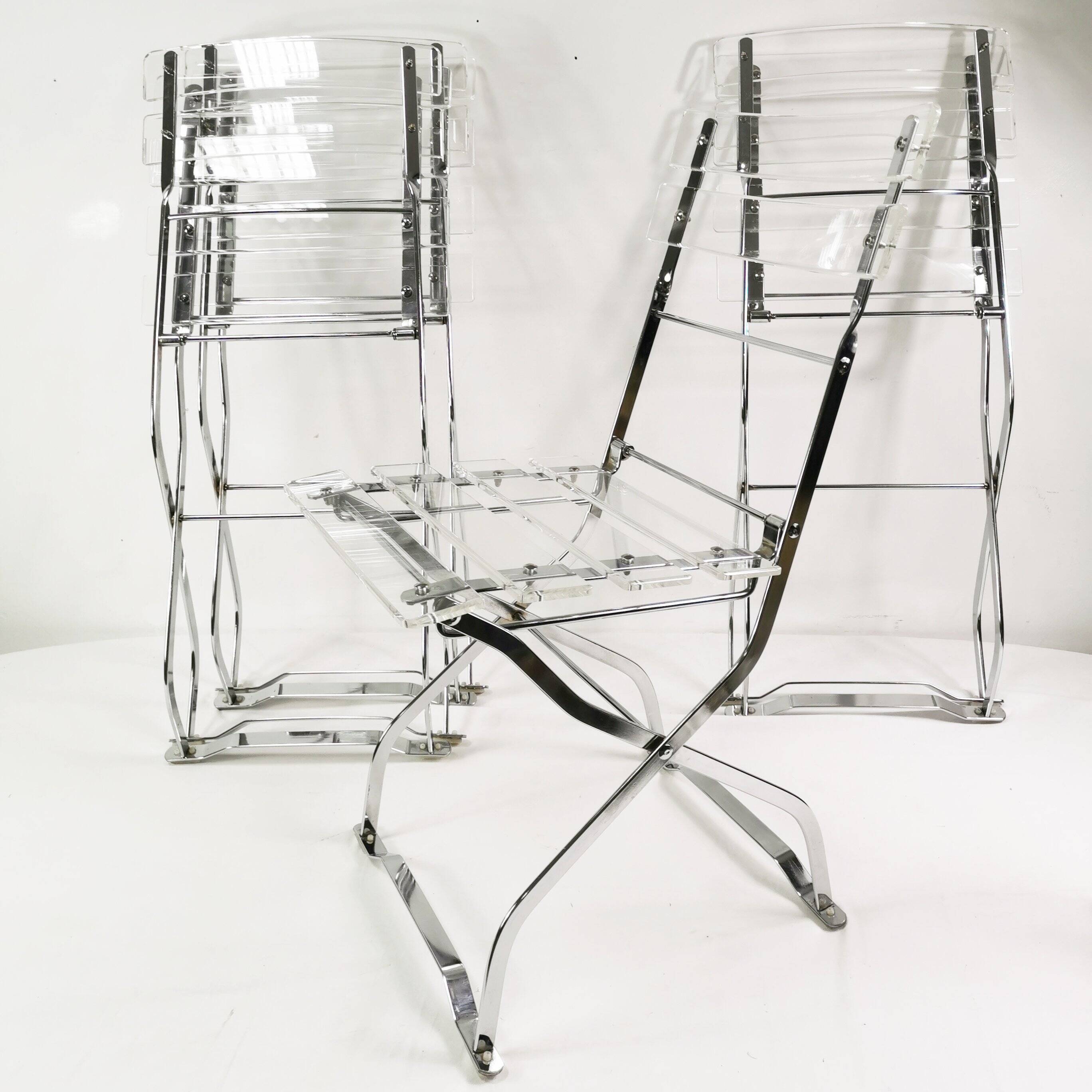 Set of designer folding chairs, Maison & Jardin Paris, 1970s