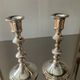 Pair of vintage silver metal candle holders
