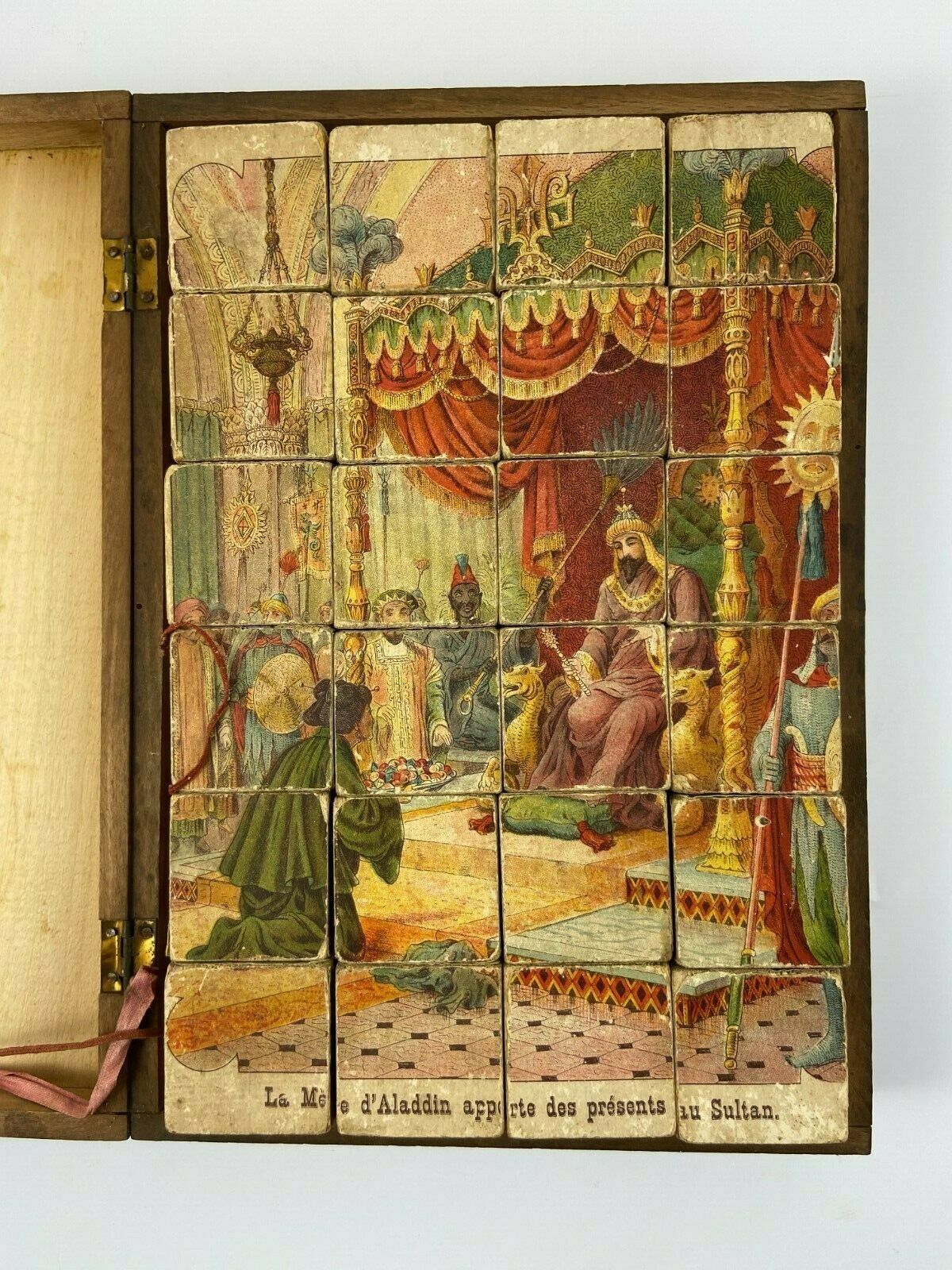 Old wooden box cube puzzle orientalist aladdin game 1900