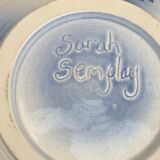 Saladier en céramique émaillée signée par la céramiste Sarah Semplay vintage
