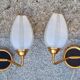 Pair of double wall lamps, tulips, Arlus edition, Paris, circa 50s
