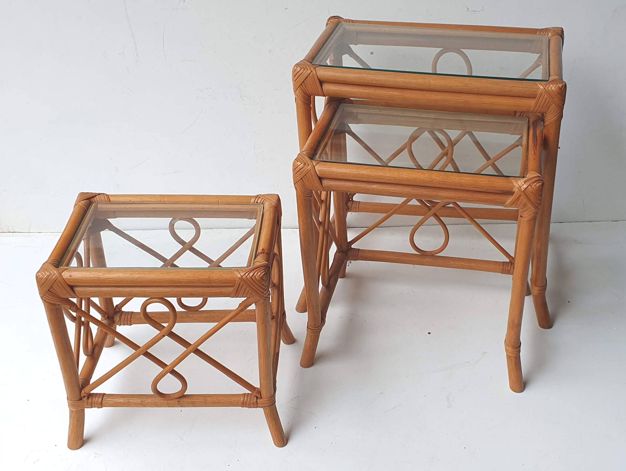 Rattan nesting tables