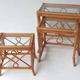 Rattan nesting tables