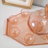 Service à liqueur vintage rose