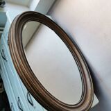 Miroir ovale vintage en bois, 1970 (82 cm x 55 cm)