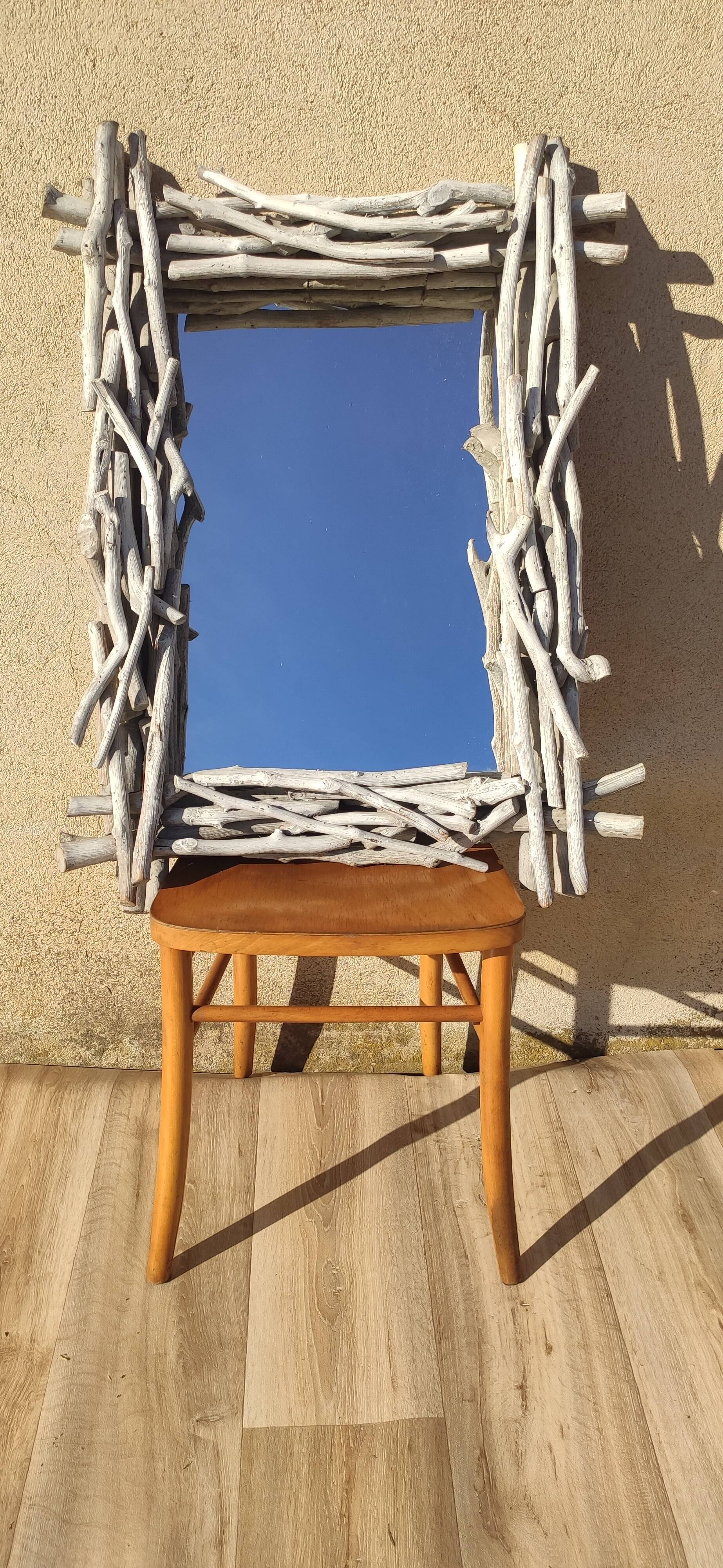 Mirror in gray driftwood frame < 65x84 cm >
