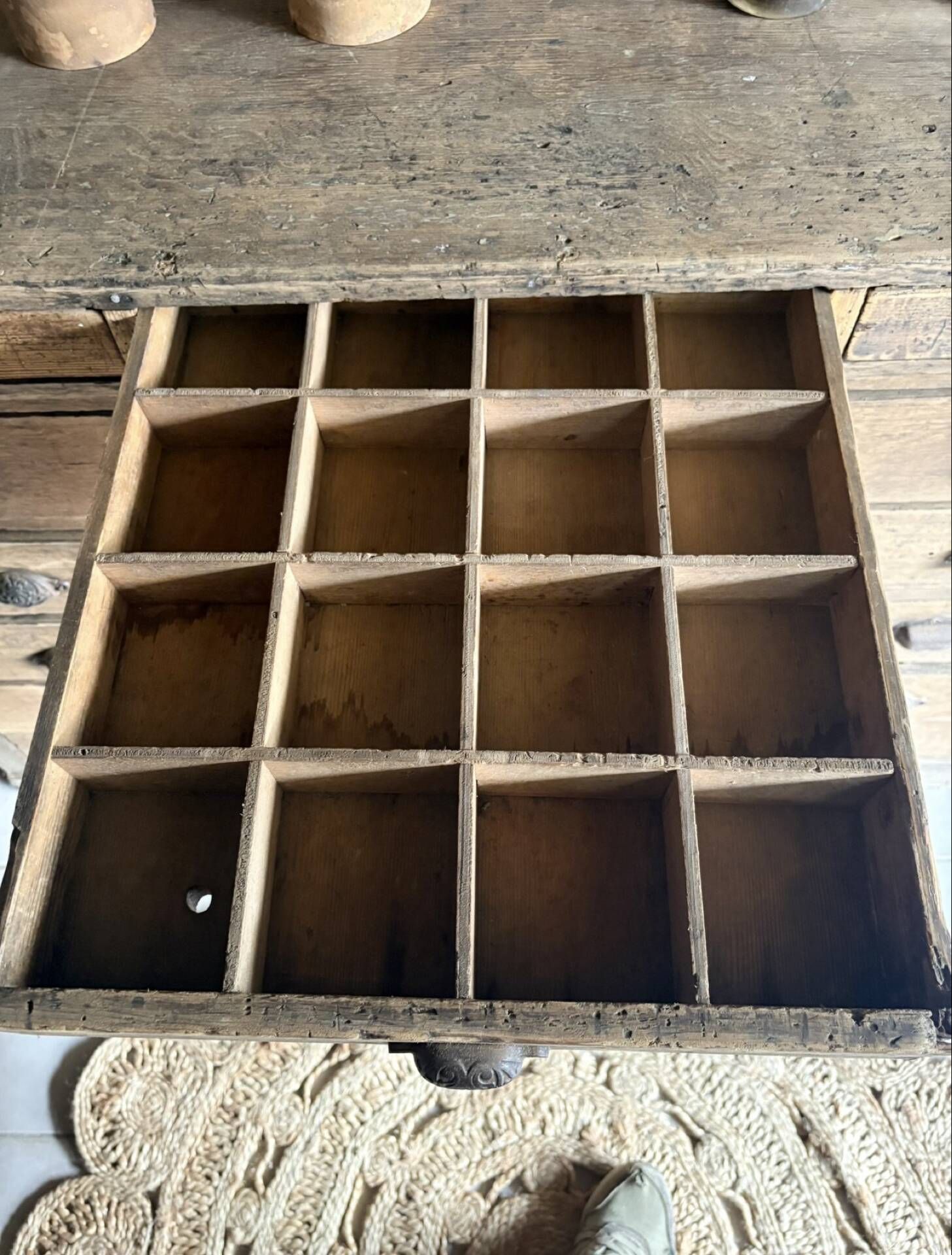 Magnificent Antique Oak Trade Counter with Numerous Drawers