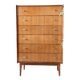 Mid-Century chest of drawers in brown teak with 6 drawers, tall model from the 1960s.