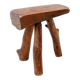 Rustic brutalist tripod stool in wood - Natural shape - 1950s/60s