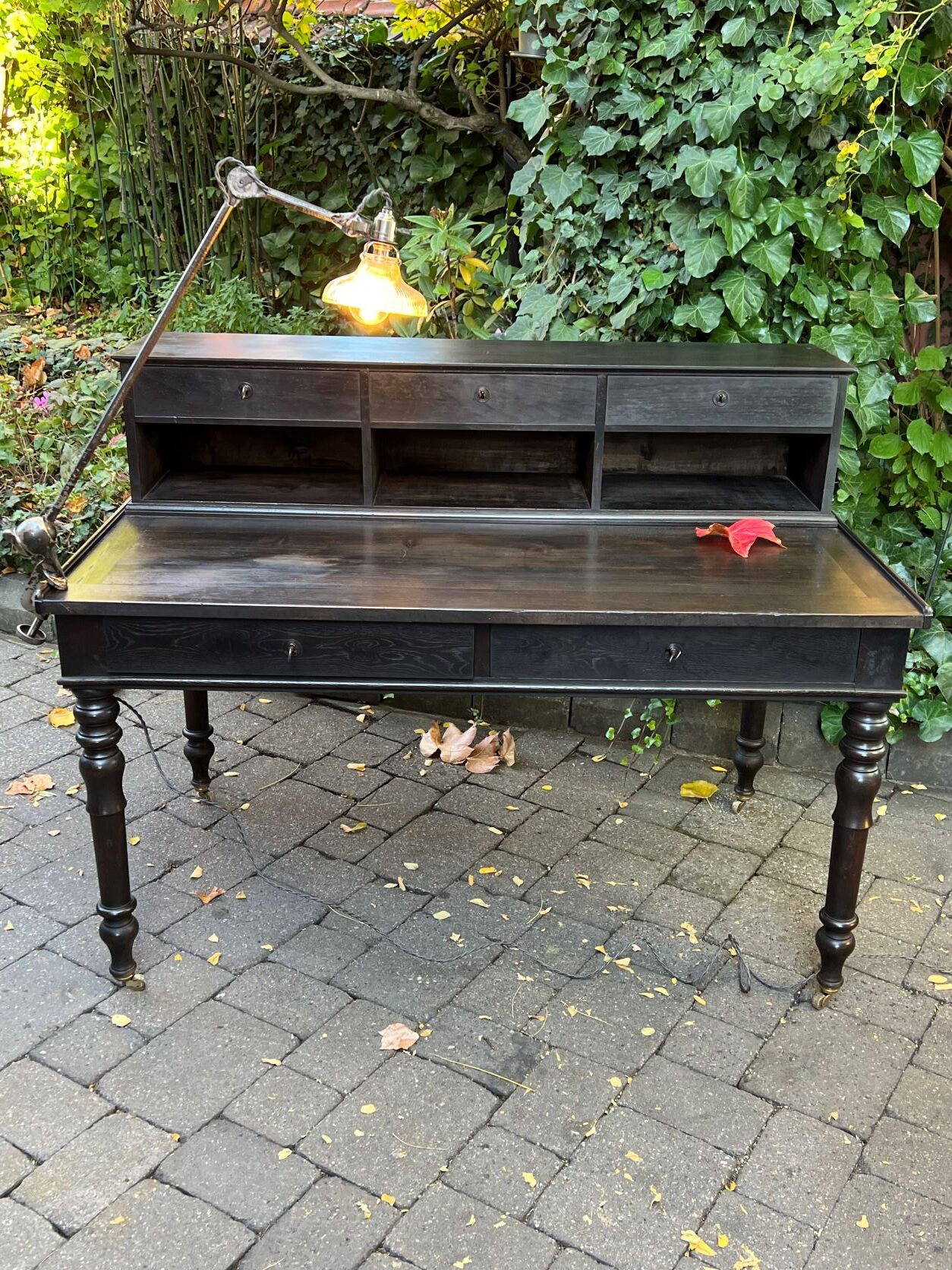 Flat desk louis philippe style in blackened pear tree