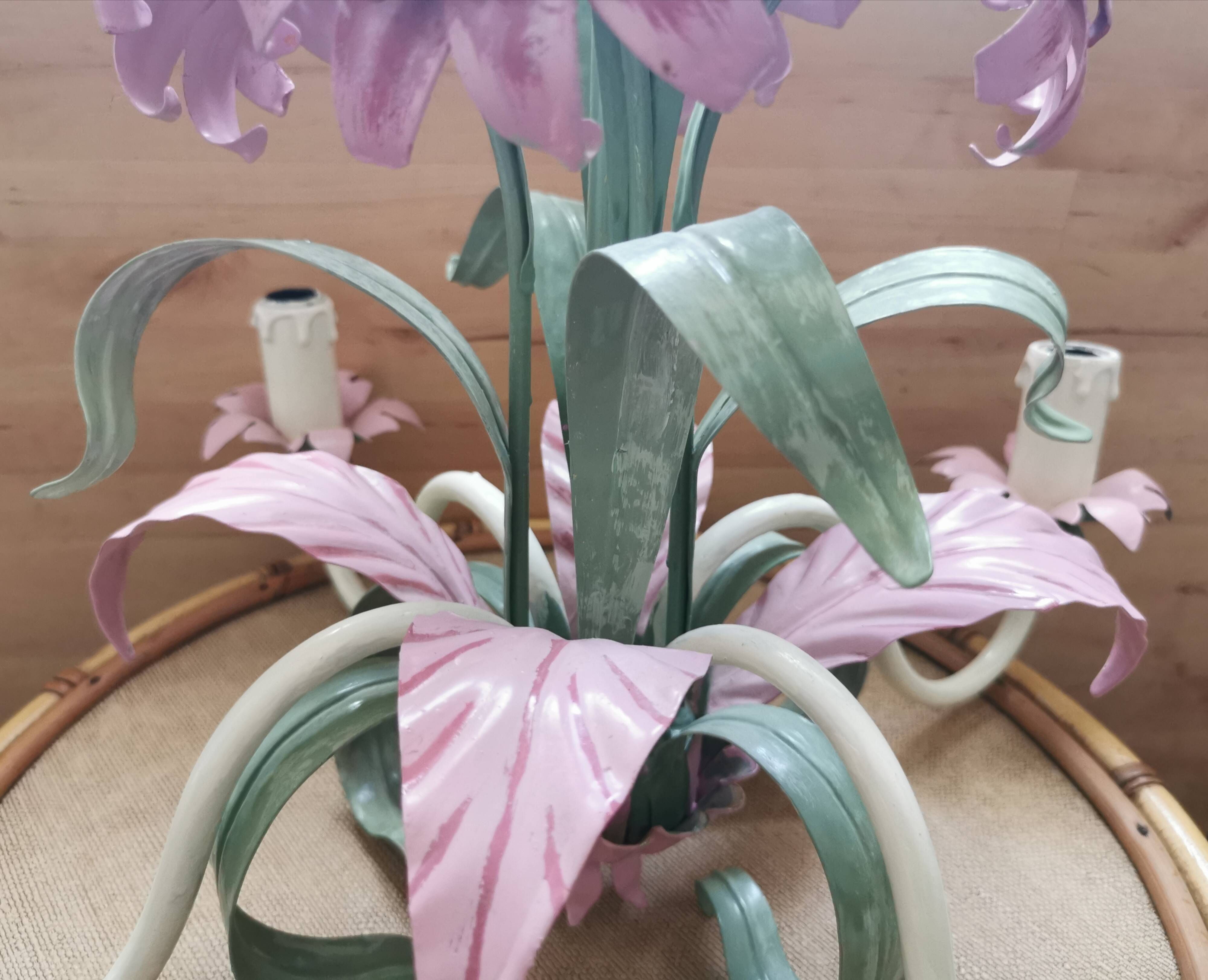 Lustre iron and painted sheet flowers camellias