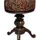 Tabouret Piano Victorien bois patiné Tissu Tapissier XIX France