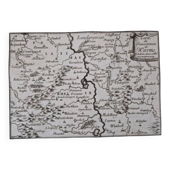 17th century copper engraving "Map of the government of Worms" By Pontault de Beaulieu