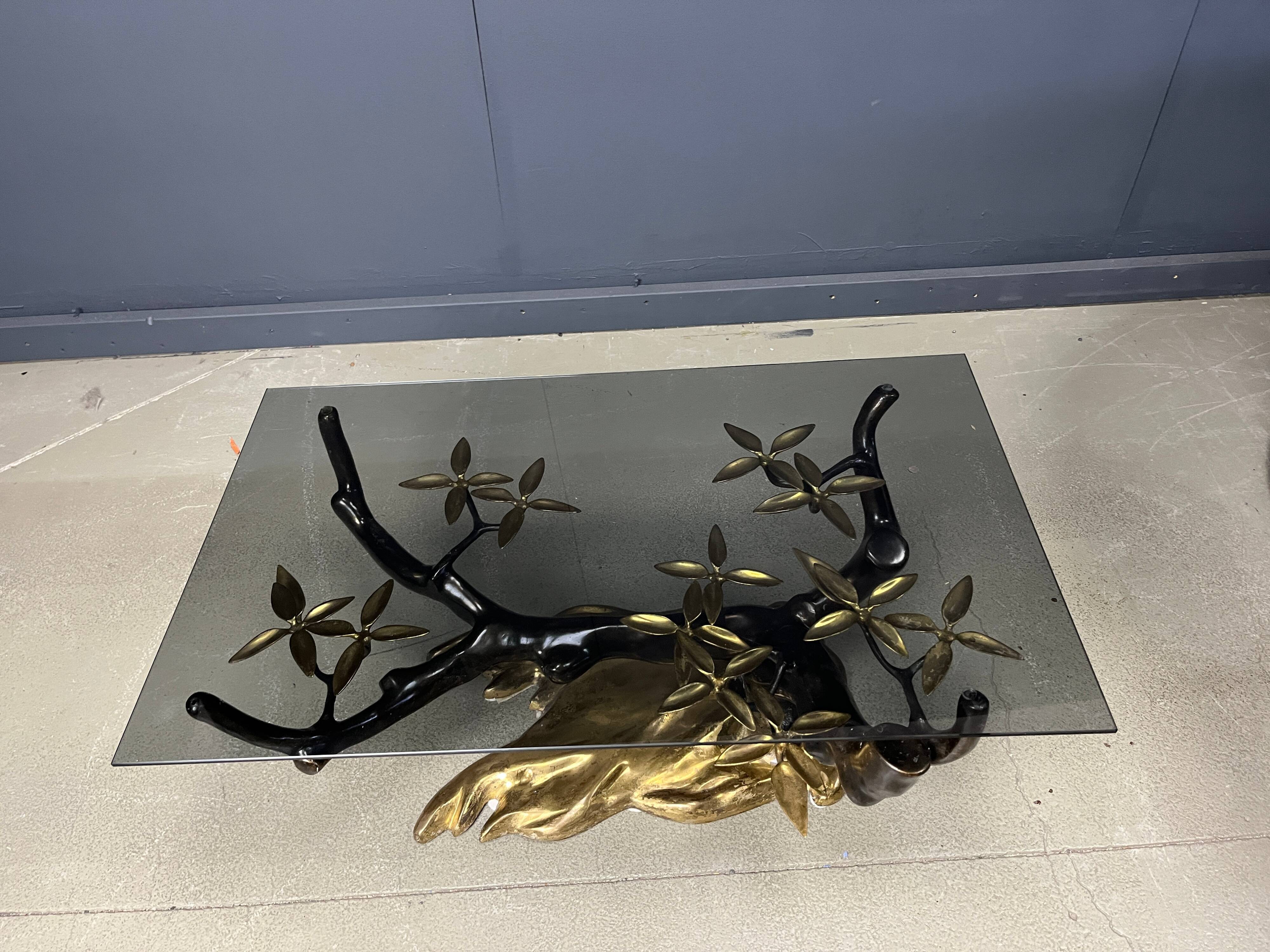 Bronze bonsai coffee table by Willy Daro, 1970s