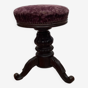 Tabouret de piano Napoleon III dimension : hauteur -55cm- diamètre -35cm-