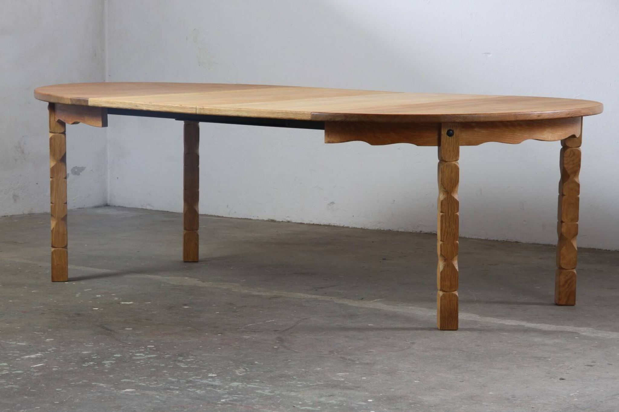 Vintage Danish Modern Oak Round Table, H. Kjærnulf style, 1960s