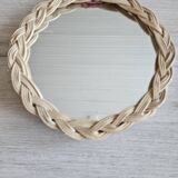 Old small round wicker mirror