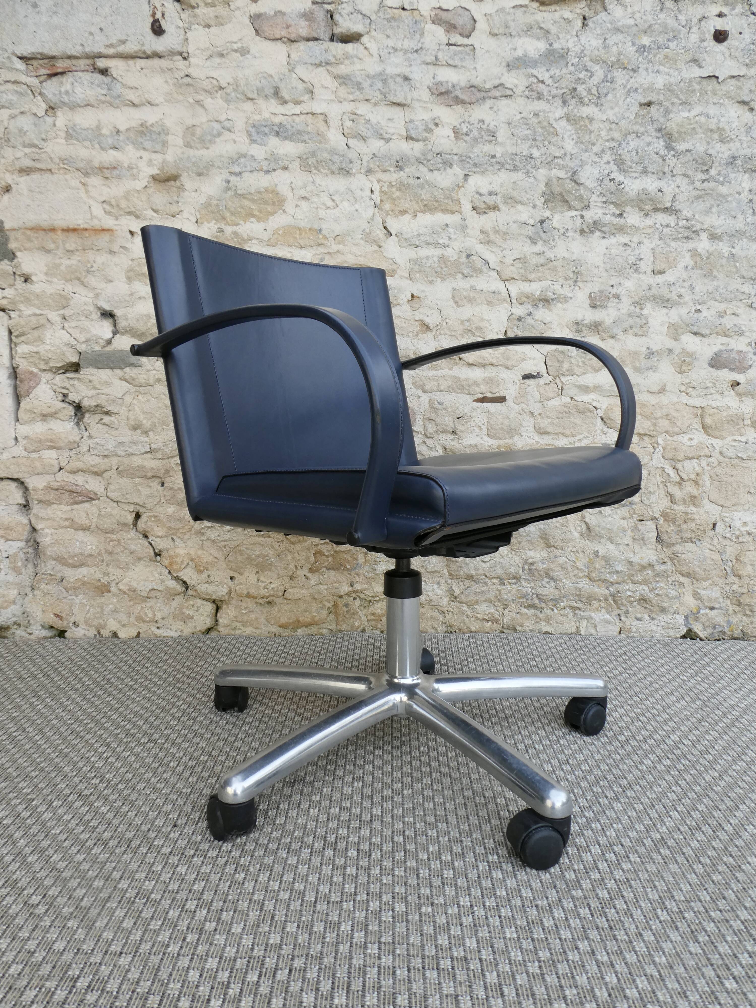 Office chair by Carlo Bartoli for Matteo Grassi in leather