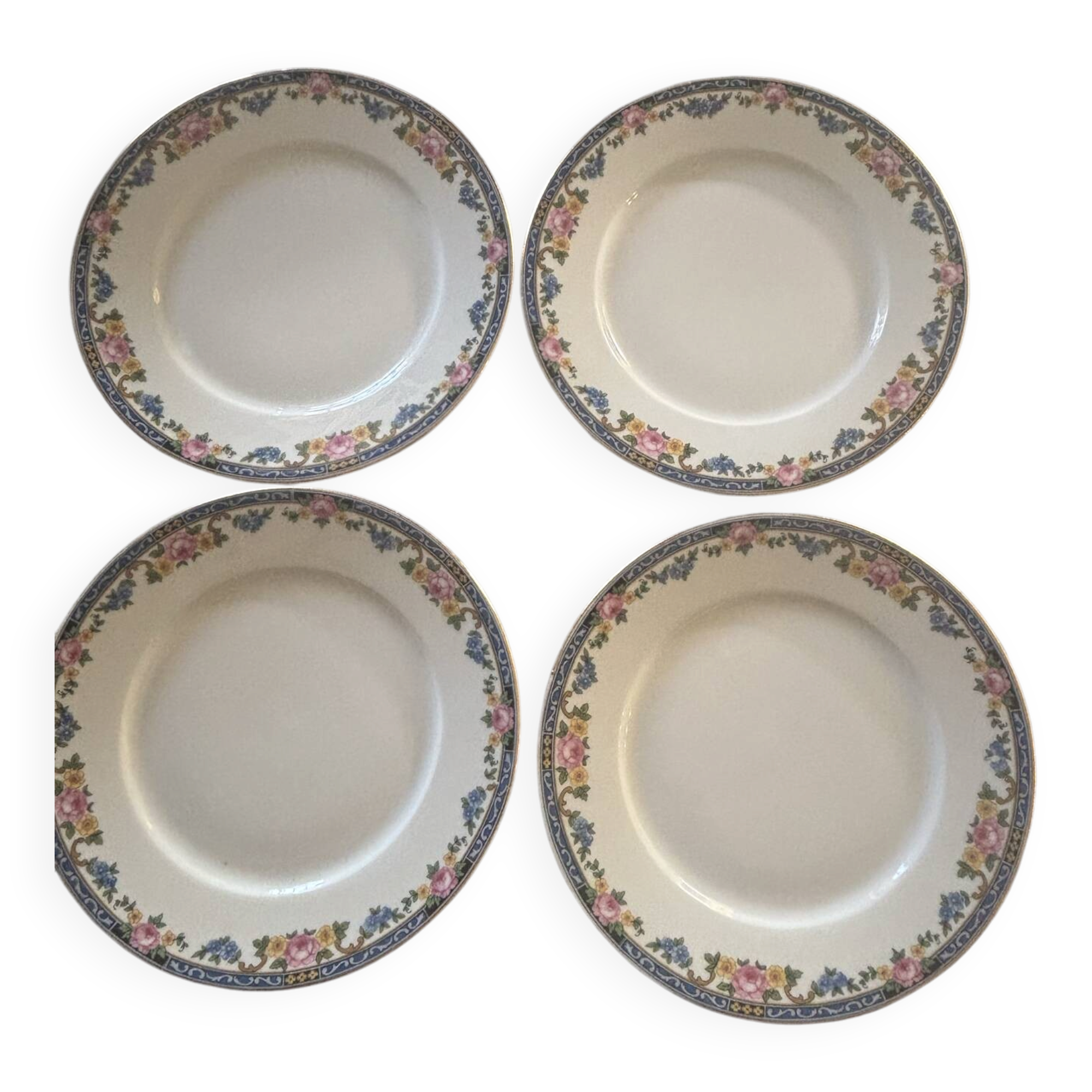 Set of 4 plates in genuine Limoges porcelain – marking ULM F