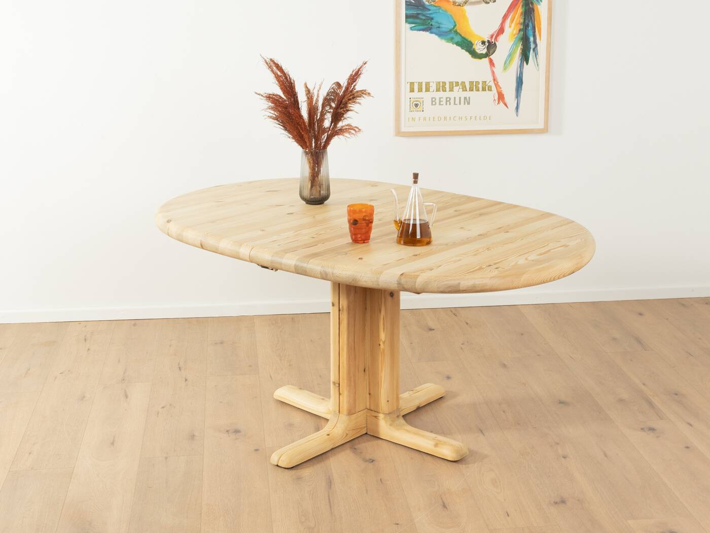 Dining table from the 1980s, solid bleached pine
