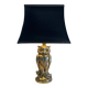 Vintage owl lamp in gold metal – Deknudt – Hollywood Regency style