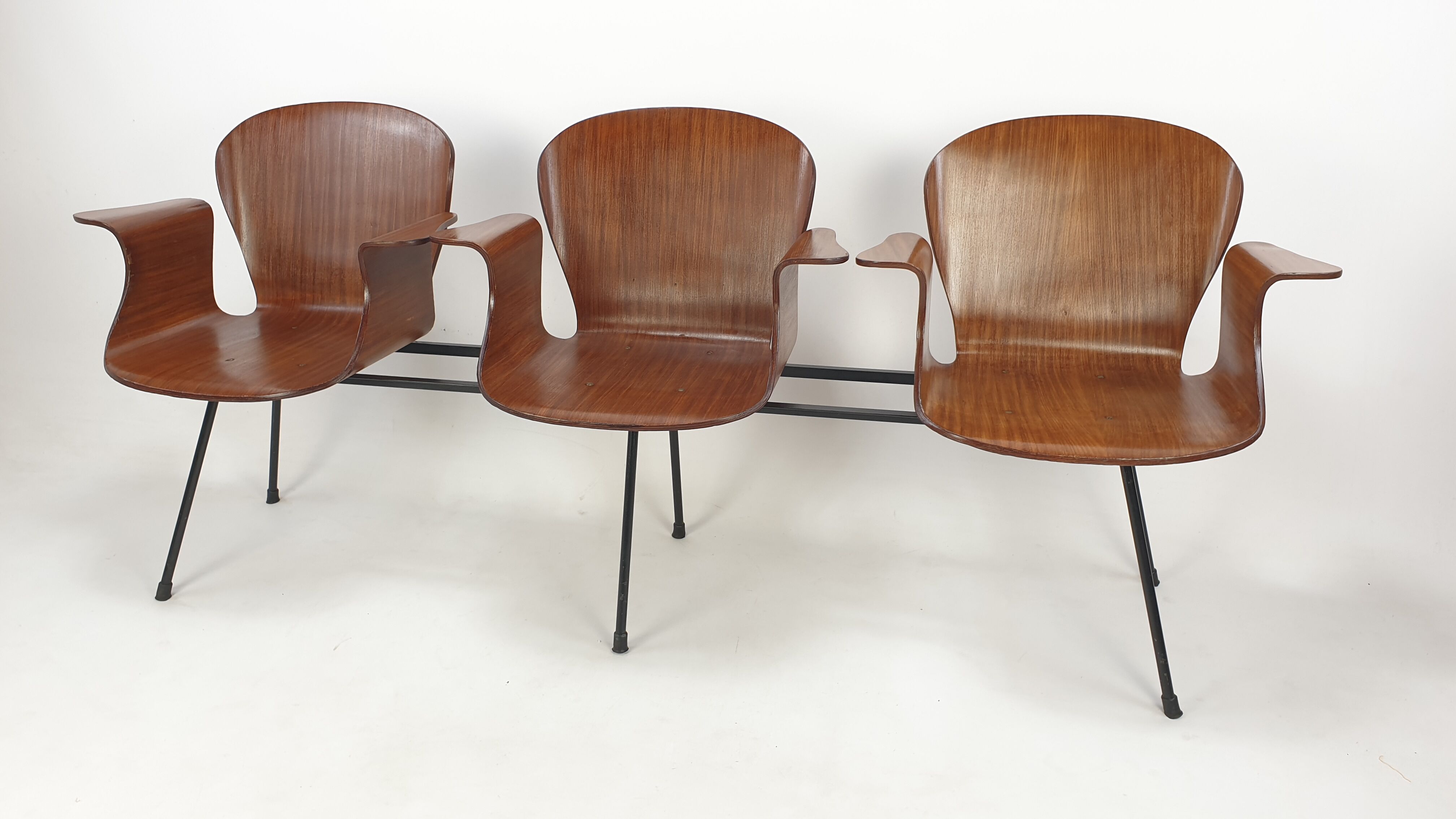 Mid Century Italian 3-seat Bench by Carlo Ratti, 50's