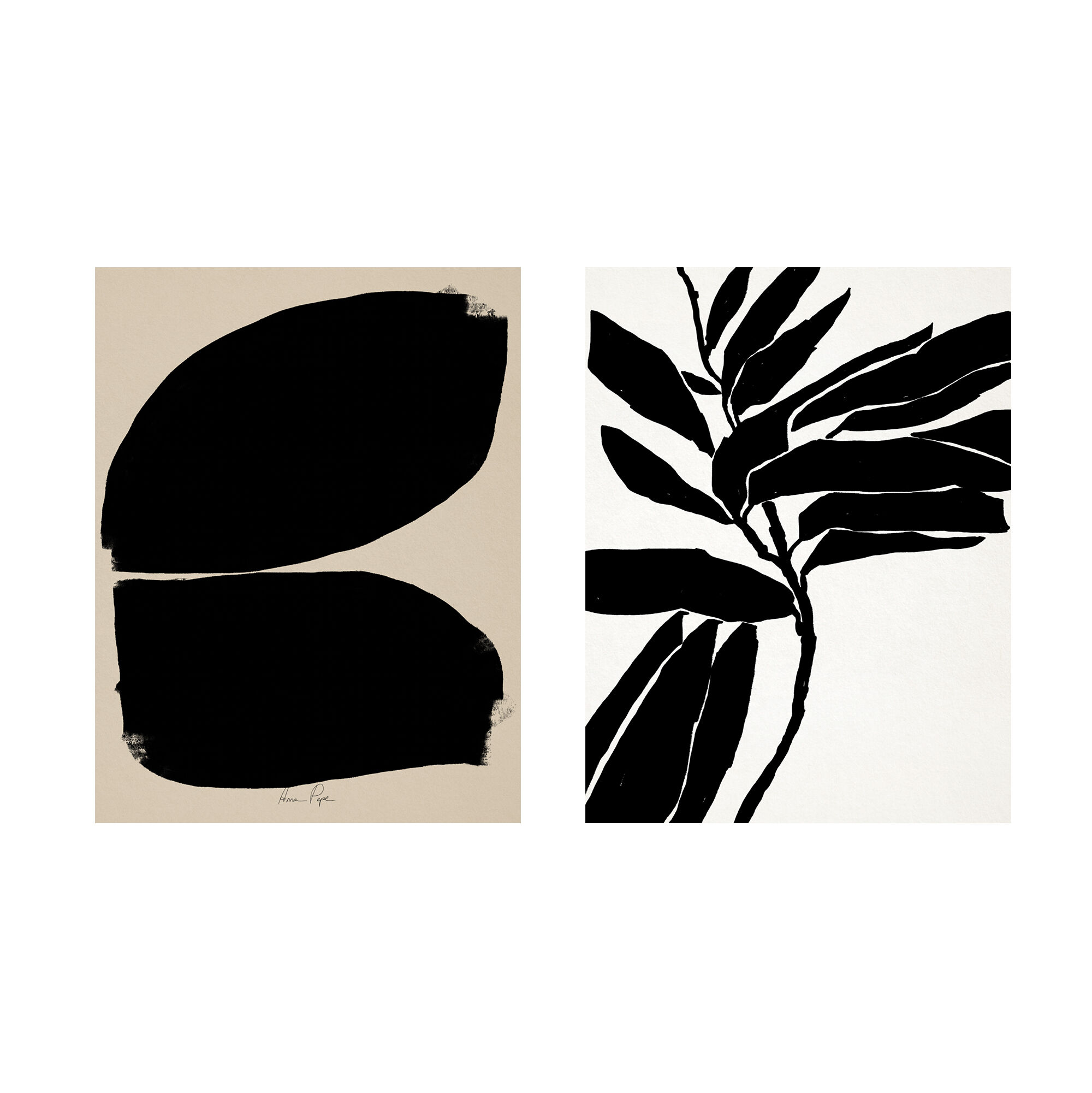 Pair of giclee prints, abstract wall art set of two, 50x70cm