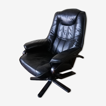 Fauteuil vintage cuir noir Denmark