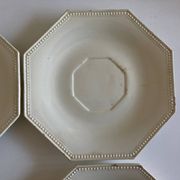 Set de 4 assiettes octogonales perles Creil & Montereau 19e