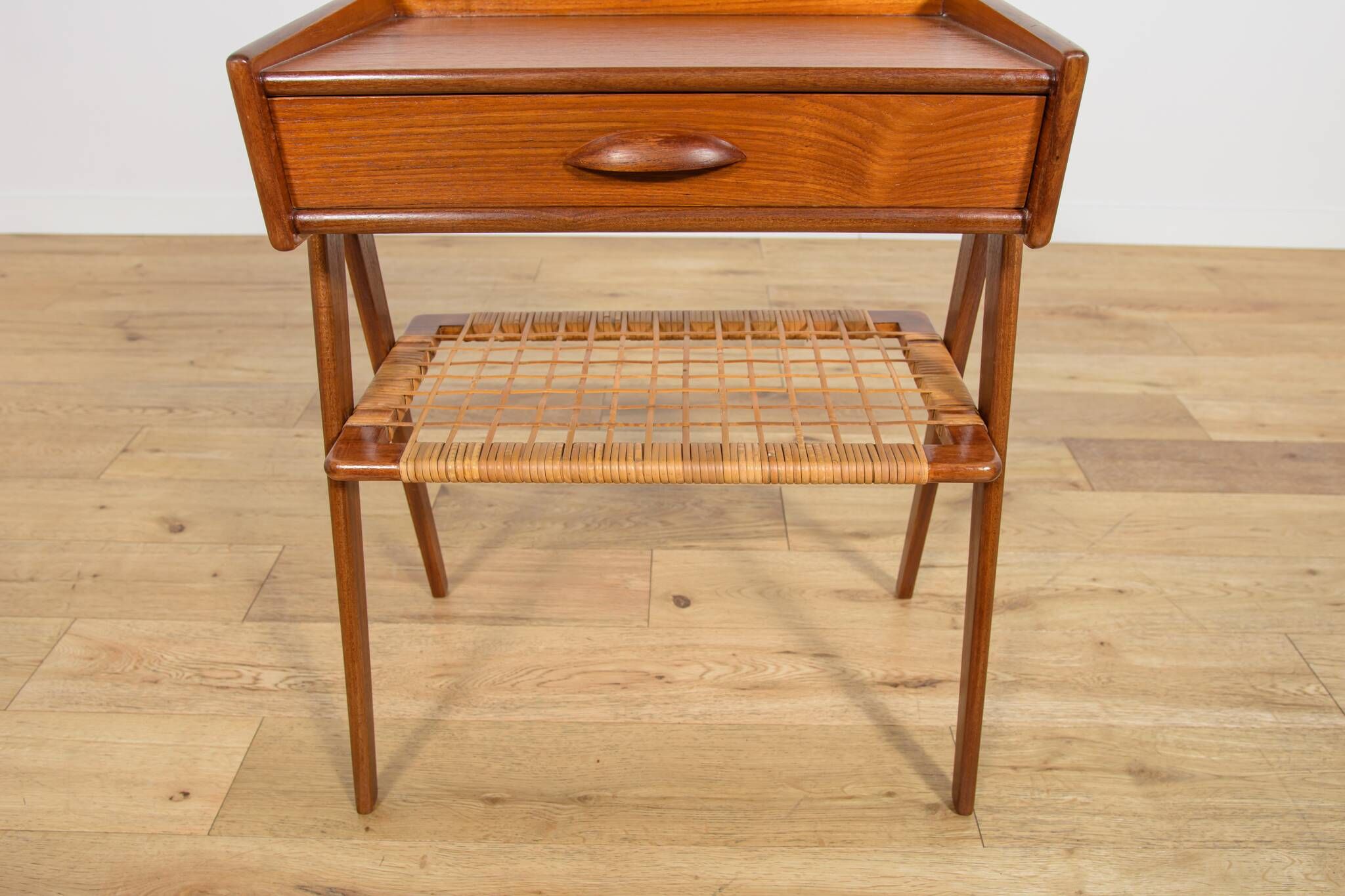 Mid-Century Teak and Rattan Nightstands by Søren Rasmussen, Denmark, 1960s,