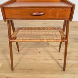 Mid-Century Teak and Rattan Nightstands by Søren Rasmussen, Denmark, 1960s,