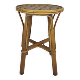 Vintage 1970s rattan stool / pedestal table