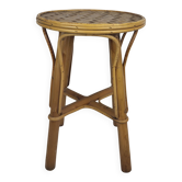 Vintage 1970s rattan stool / pedestal table