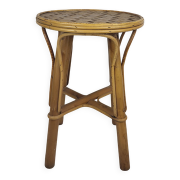 Tabouret / guéridon vintage 1970's,rotin