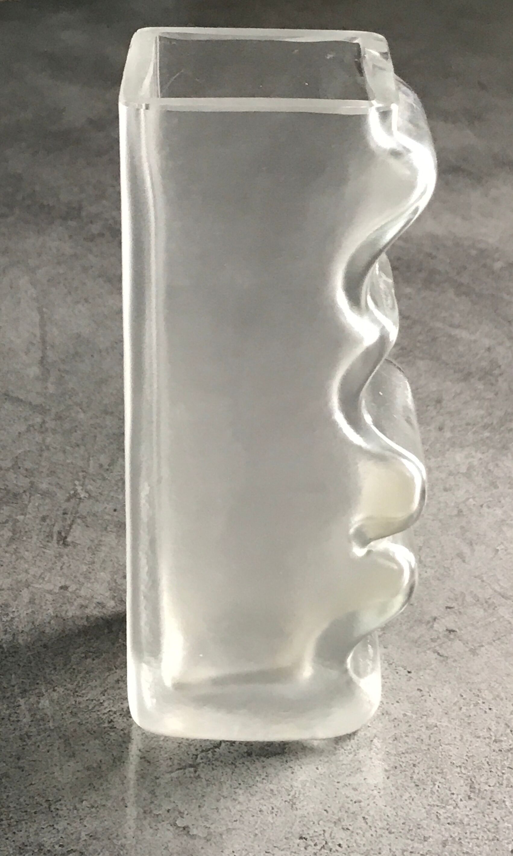 Vase in thick glass with frosted effect stamped by claus josef riedel