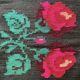 Very Old Romanian floral handwoven carpet made in wool, bohemian design