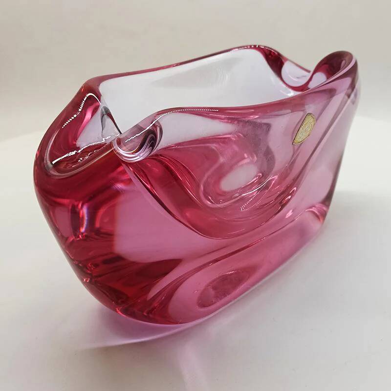 1950s big rare total purple ashtray or catch-all in Murano glass. 18 cm
