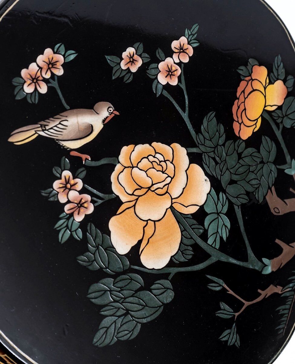 Pair of stools or side tables painted and lacquered wood - period: twentieth century