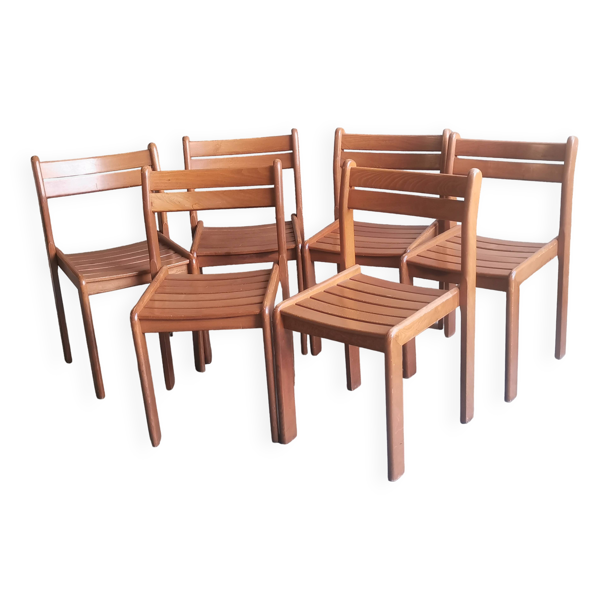 Set of 6 vintage wooden chairs