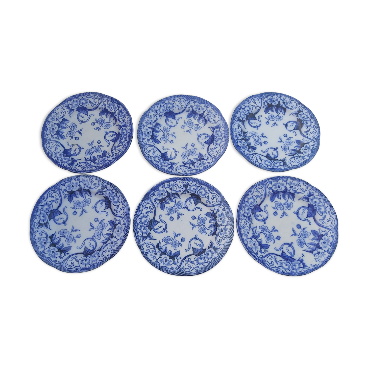 6 flat plates Creil and Montereau Flora