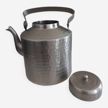 Large hammered metal teapot