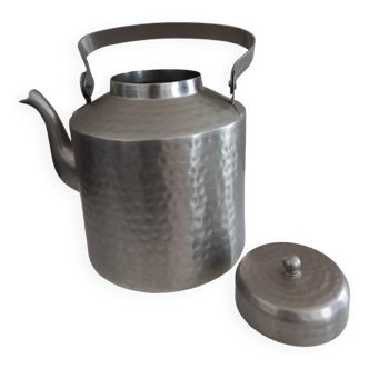 Large hammered metal teapot