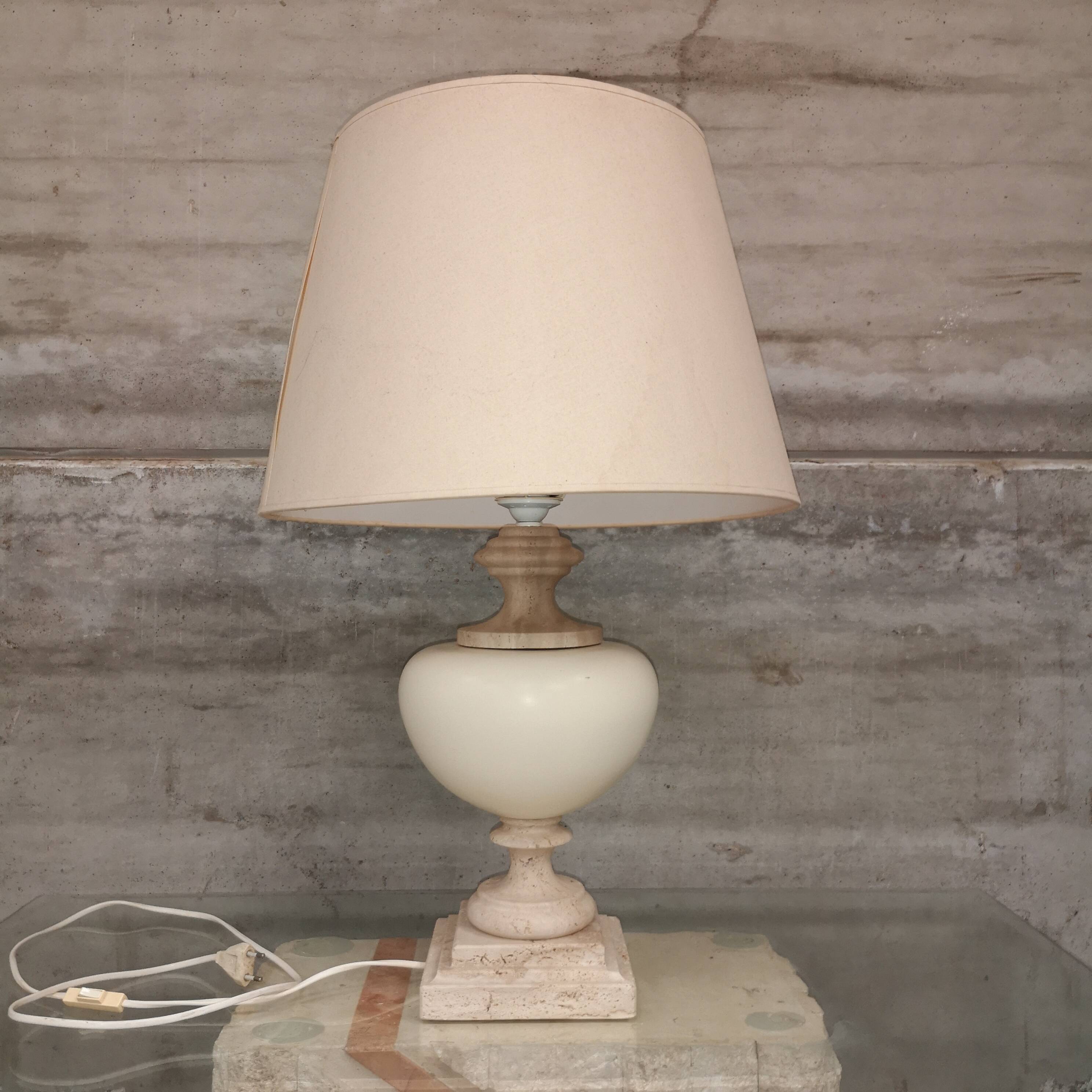 Rare Vintage Roche Bobois Travertine Table Lamp 1970s Design